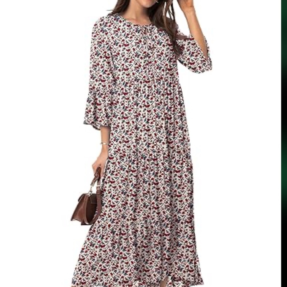 Elegant Floral Long Sleeve Maxi Dress